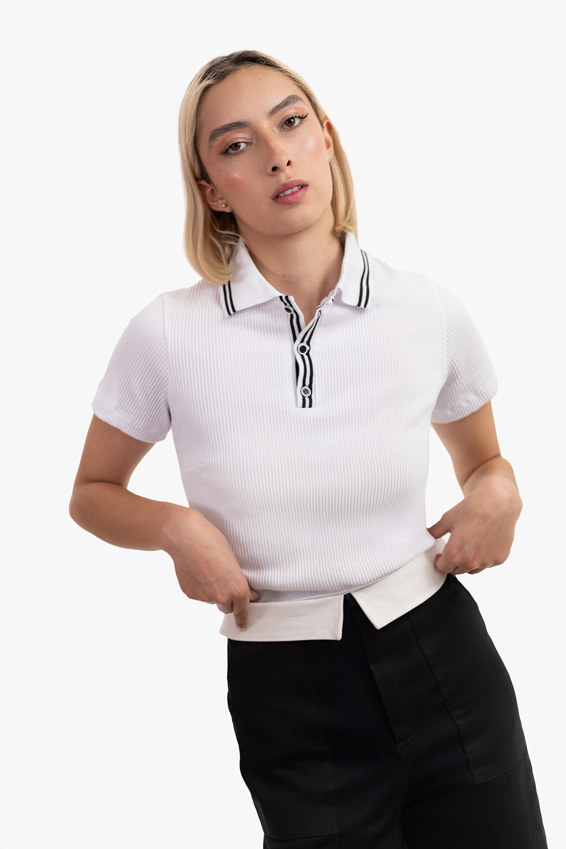 Camisa Bucarest con líneas / Blanco